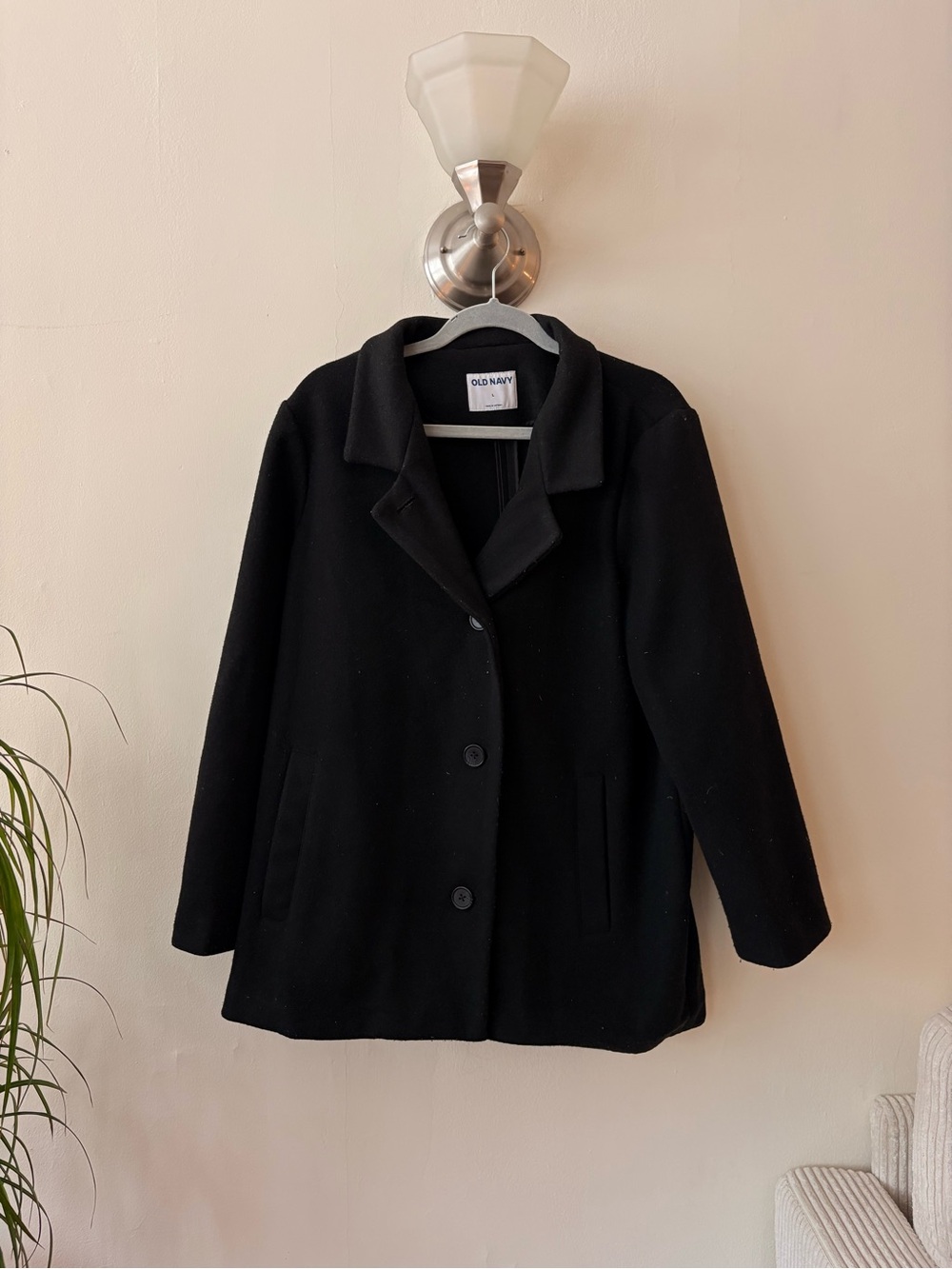 Old Navy Black Pea Coat with Button Front
